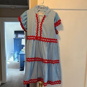 Blue and Red Striped Dress